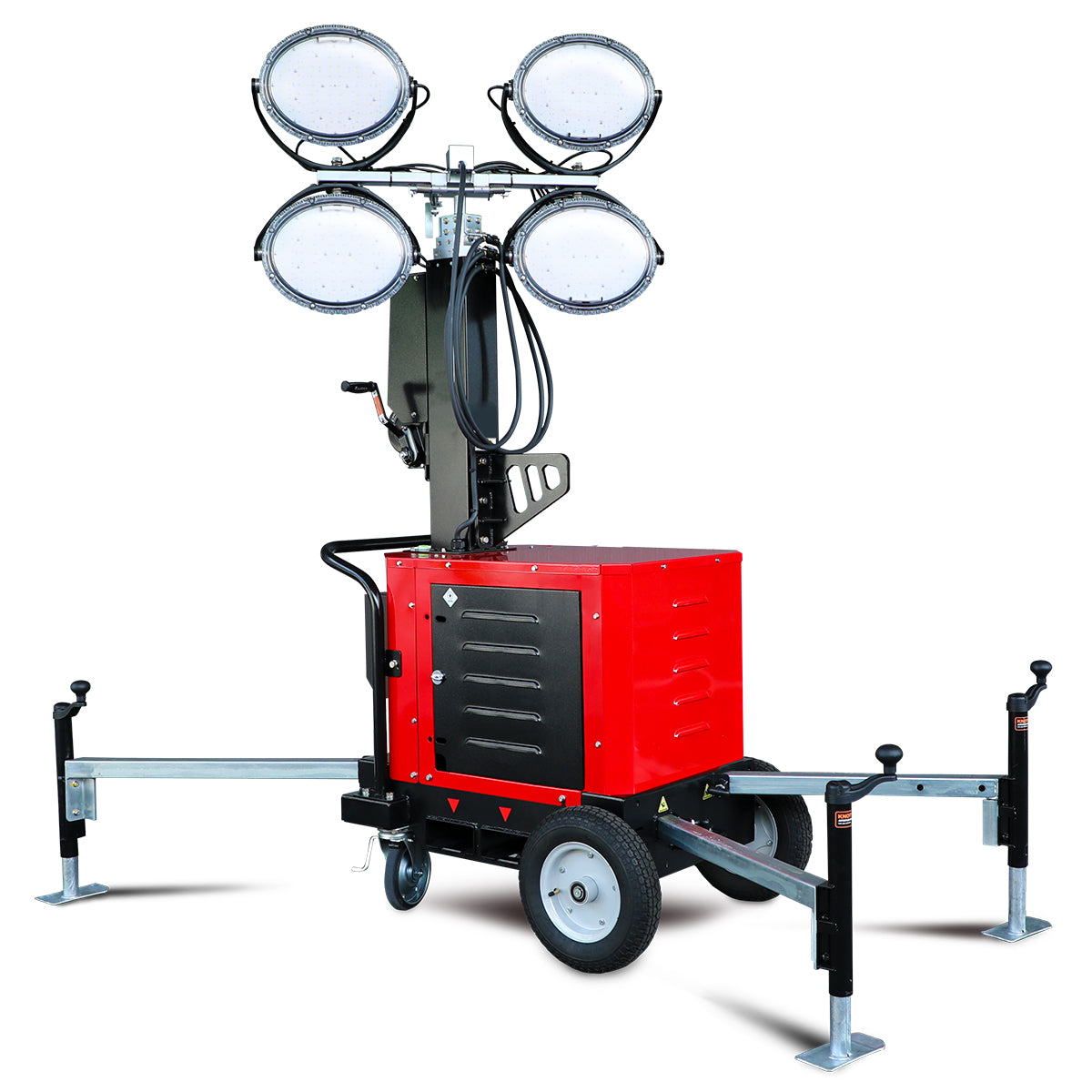 Light Boy S3X4CM-CE 4x300W LED-projektørlysmast på heavy duty-vogn